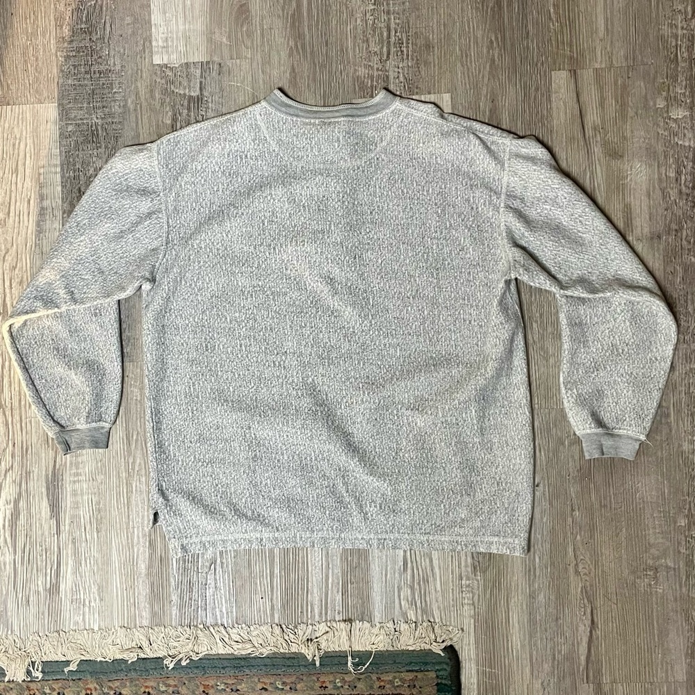 Vintage 1990s Dallas Cowboys NFL Football Embroidered Patch Grey Henley Sweater - Picture 7 of 11